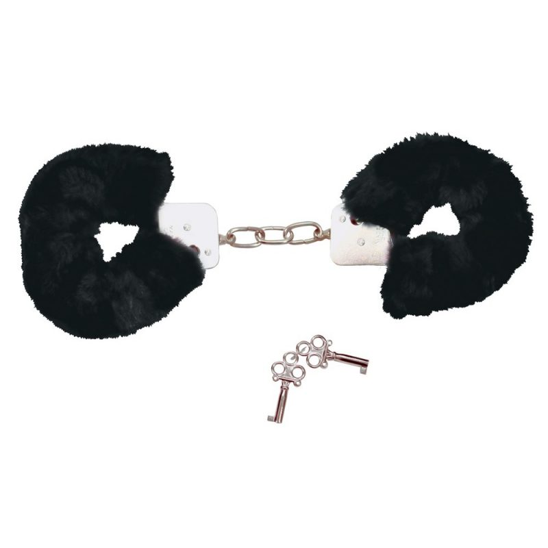 Bad Kitty Black Plush Handcuffs - Image 2