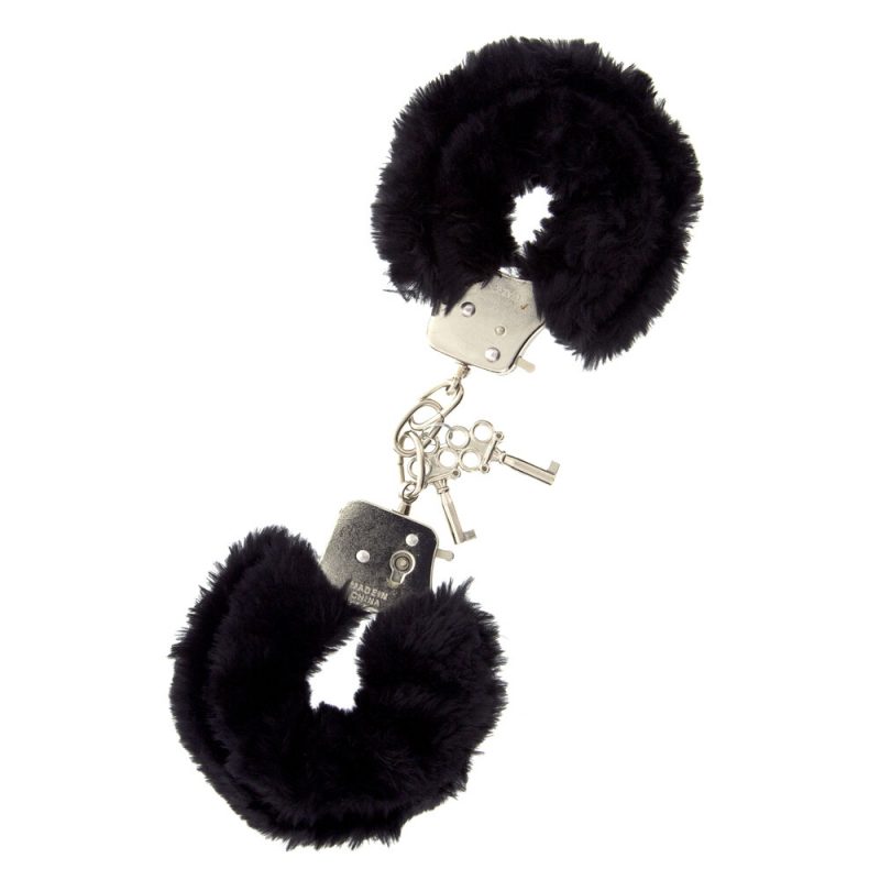Furry Metal Handcuffs Black - Image 2