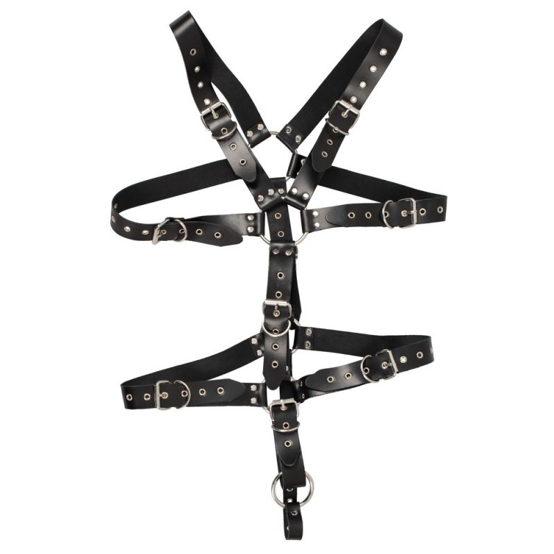 Zado Mens Leather Adjustable Harness With Cock Ring - Image 3
