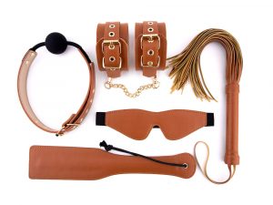 Elite BDSM Cognac Vegan Leather Set