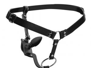 XR Strict Male Cock Ring Harness with Silicone Anal Plug