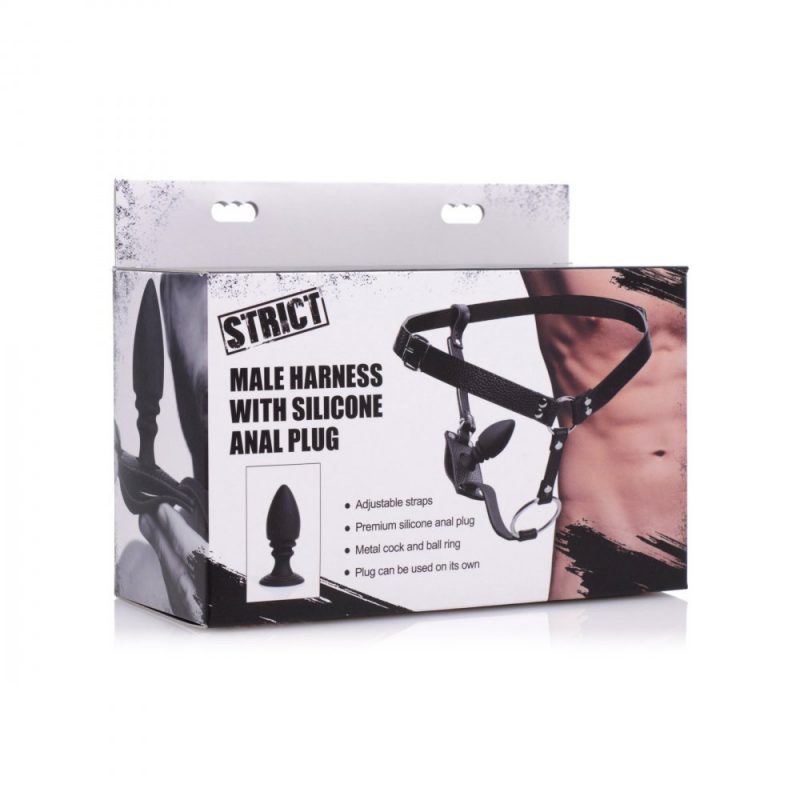 XR Strict Male Cock Ring Harness with Silicone Anal Plug - Image 5
