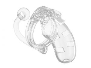 Man Cage 10  Male 3.5 Inch Clear Chastity Cage With Anal Plug