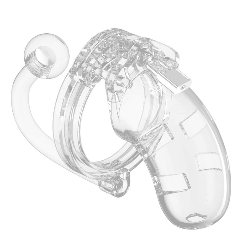 Man Cage 10  Male 3.5 Inch Clear Chastity Cage With Anal Plug - Image 2