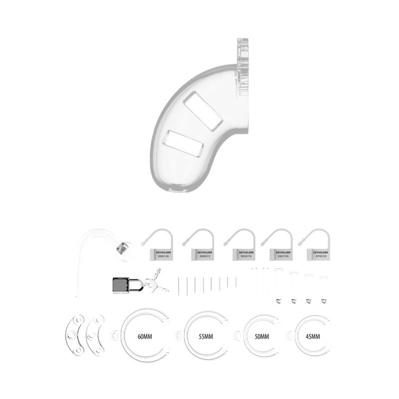 Man Cage 10  Male 3.5 Inch Clear Chastity Cage With Anal Plug - Image 4