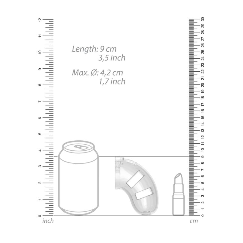 Man Cage 10  Male 3.5 Inch Clear Chastity Cage With Anal Plug - Image 5