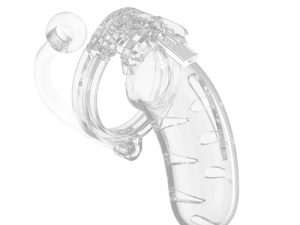 Man Cage 11  Male 4.5 Inch Clear Chastity Cage With Anal Plug
