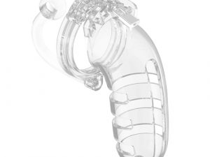 Man Cage 12  Male 5.5 Inch Clear Chastity Cage With Anal Plug