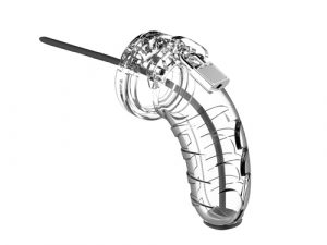 Man Cage 16 Male 4.5 Inch Clear Chastity Cage With Urethal Sound
