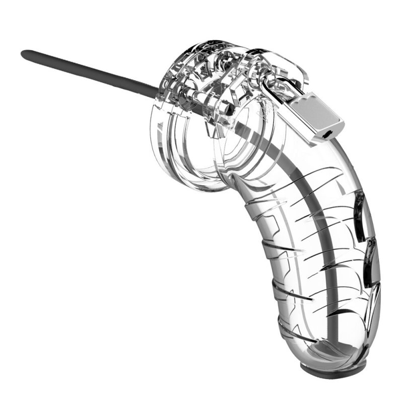 Man Cage 16 Male 4.5 Inch Clear Chastity Cage With Urethal Sound - Image 2
