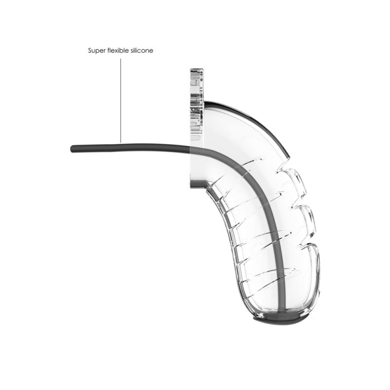 Man Cage 16 Male 4.5 Inch Clear Chastity Cage With Urethal Sound - Image 3