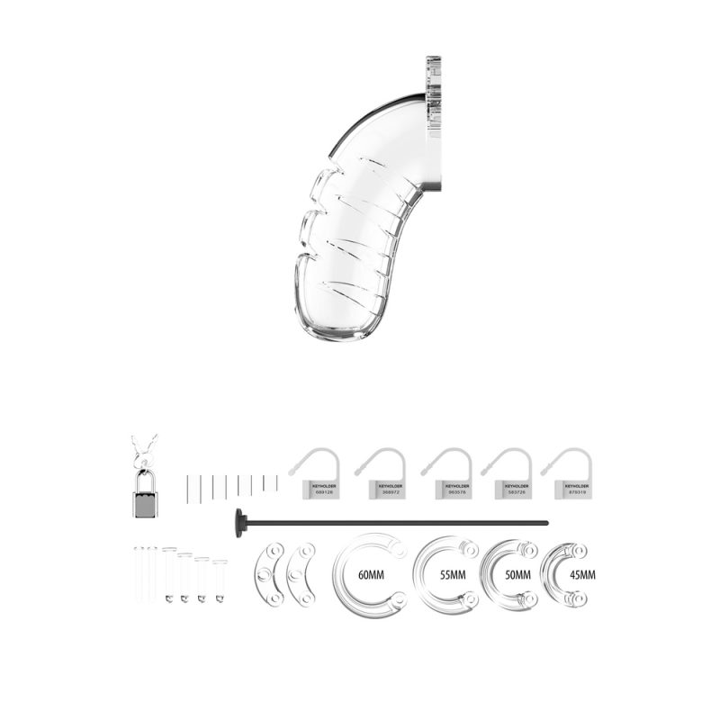 Man Cage 16 Male 4.5 Inch Clear Chastity Cage With Urethal Sound - Image 4