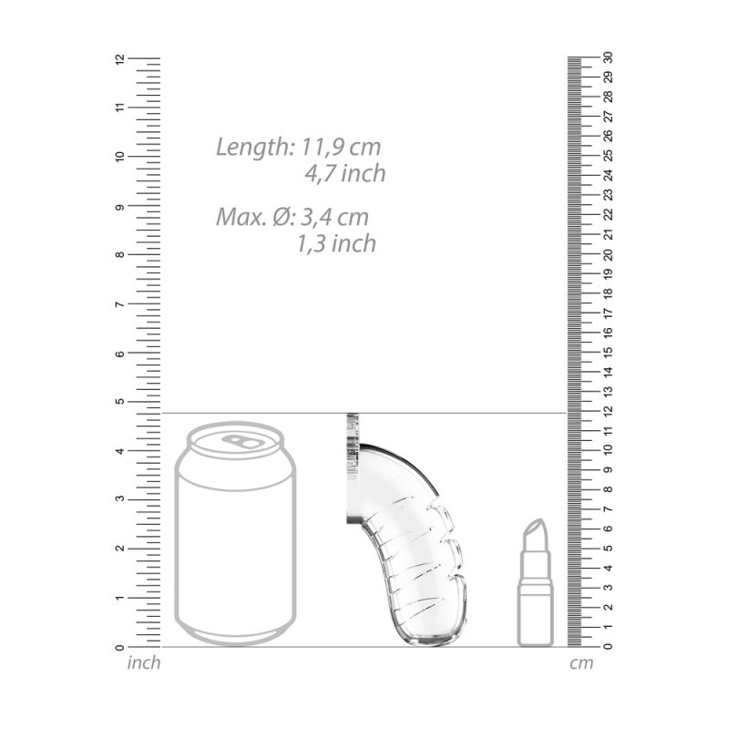 Man Cage 16 Male 4.5 Inch Clear Chastity Cage With Urethal Sound - Image 5