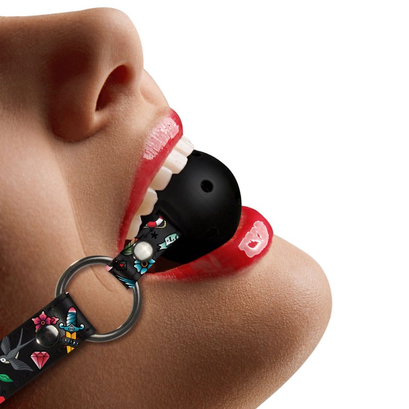 Ouch Breathable Ball Gag With Printed Leather Straps - Image 3