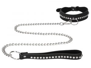 Ouch Diamond Studded Collar With Leash