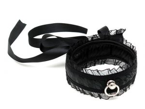 Satin Look Black Collar With O Ring