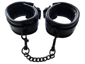 Rouge Padded Leather Ankle Cuffs Black