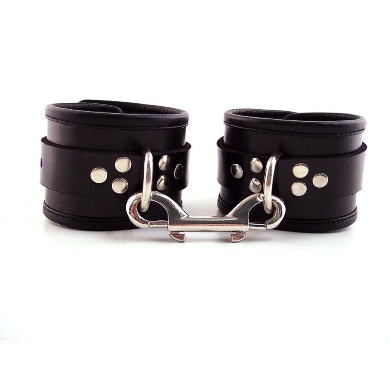 Rouge Garments Black Leather Ankle Cuffs With Piping - Image 2