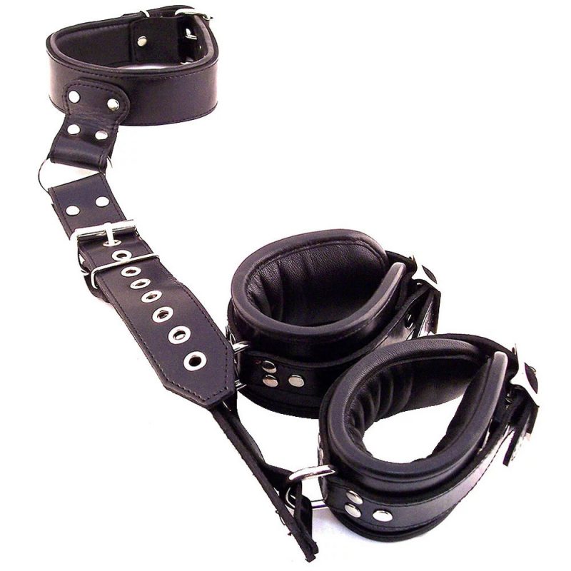 Rouge Garments Black Leather Neck to Wrist Restraints - Image 2