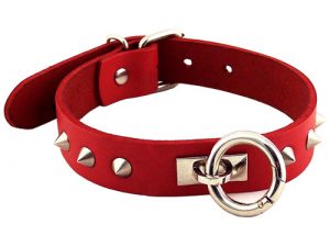 Rouge Garments Red Studded O-Ring Studded Collar
