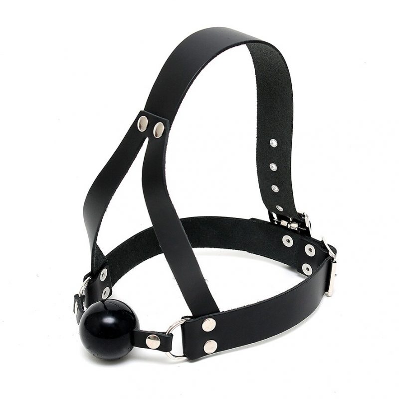 Leather Ball Gag And Head Harness - Image 2