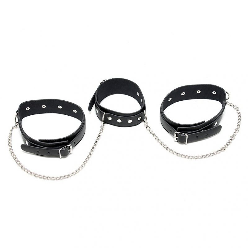 Leather Neck And Leg Chain Cuffs - Image 2
