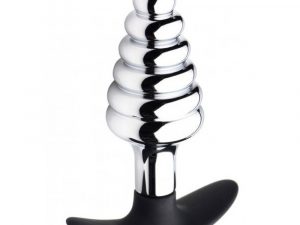 Master Series Dark Hive Metal And Silicone Ribbed Anal Plug