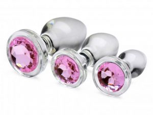 XR Pink Gem Glass Anal Plug Set