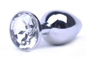 Large Metal Anal Plug With Clear Crystal