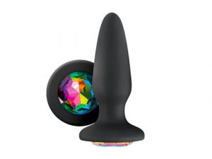 Glams Silicone Rainbow Gem Butt Plug Black