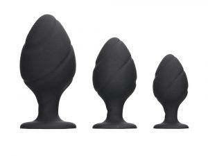 Ouch Silicone Swirled Butt Plug Set Black