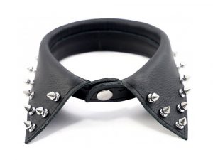 The Red Leather Shirt Collar With Pointed Studs