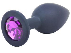Small Black Jewelled Silicone Butt Plug
