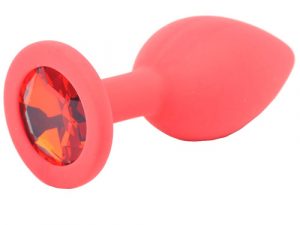 Small Red Jewelled Silicone Butt Plug