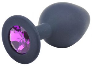 Medium Black Jewelled Silicone Butt Plug