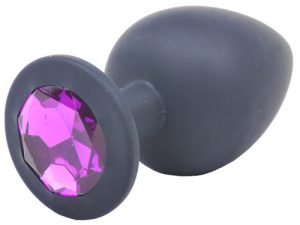 Large Black Jewelled Silicone Butt Plug
