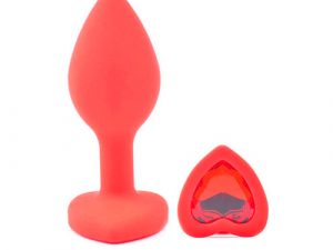 Small Heart Shaped Diamond Base Red Butt Plug